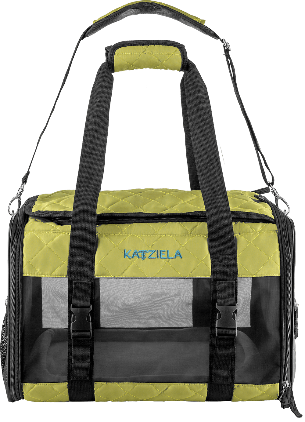 Katziela Quilted Companion Pet Carrier - Comfortable - Airline Approved (Olive green) (Large)