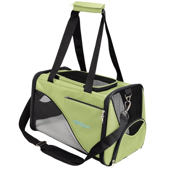 Katziela Safari Sleeper Pro Pet Carrier -Comfortable - Airline Approved for Dogs and Cats Green Pack 1