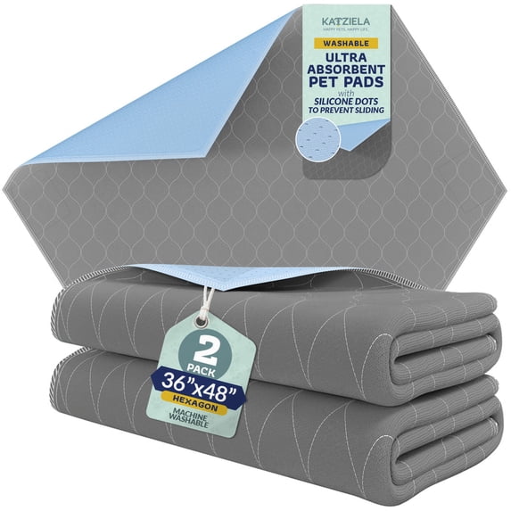 Katziela Quick-Drying Washable Pee Pads for Dogs (2 Pack 36x41 Hexagon) Waterproof Reusable Pads
