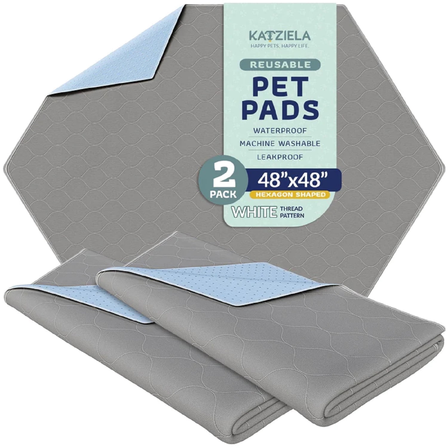 Katziela Washable Pee Pads, Waterproof Reusable Dog Pee Pads for Potty Training