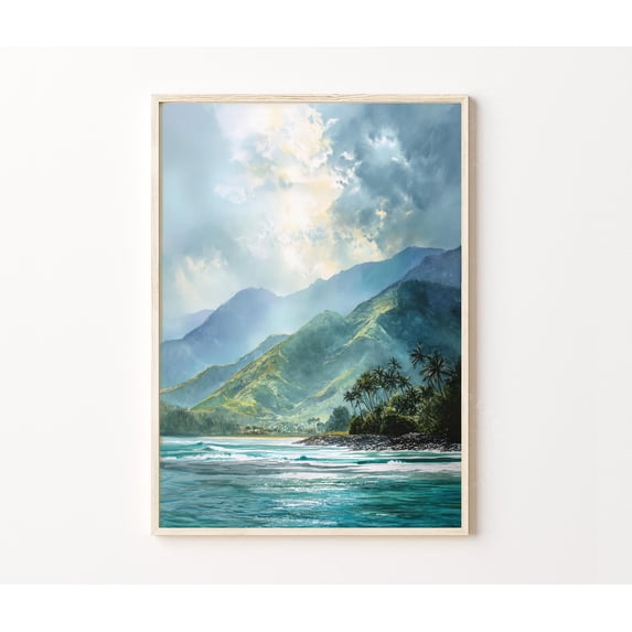 Kauai Coast Hawaii Tropical Ocean Wall Art, Unframed Paper Poster 16x20in