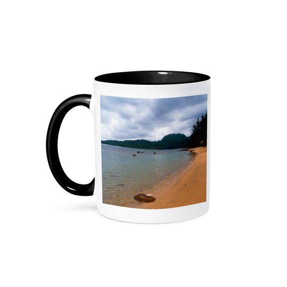 3dRose, Kauai Coastline Hanalei Bay, 11oz Two-Tone Black Mug
