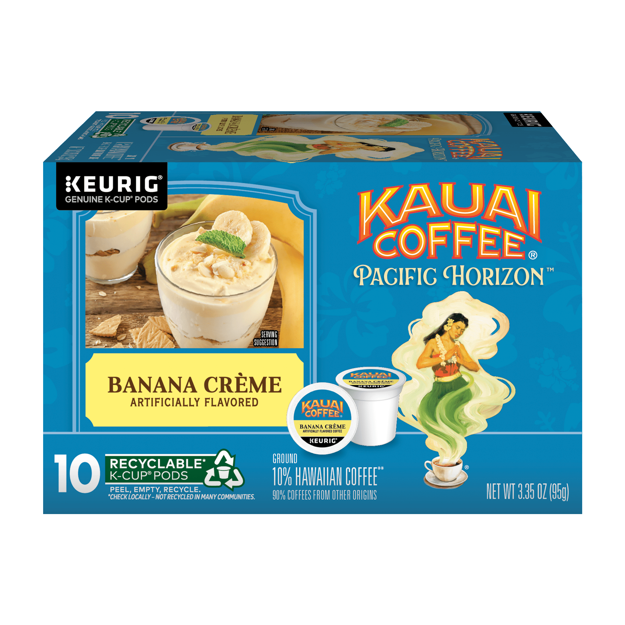 Kauai Coffee Banana Creme, K-Cup Coffee Pods, 10 Ct