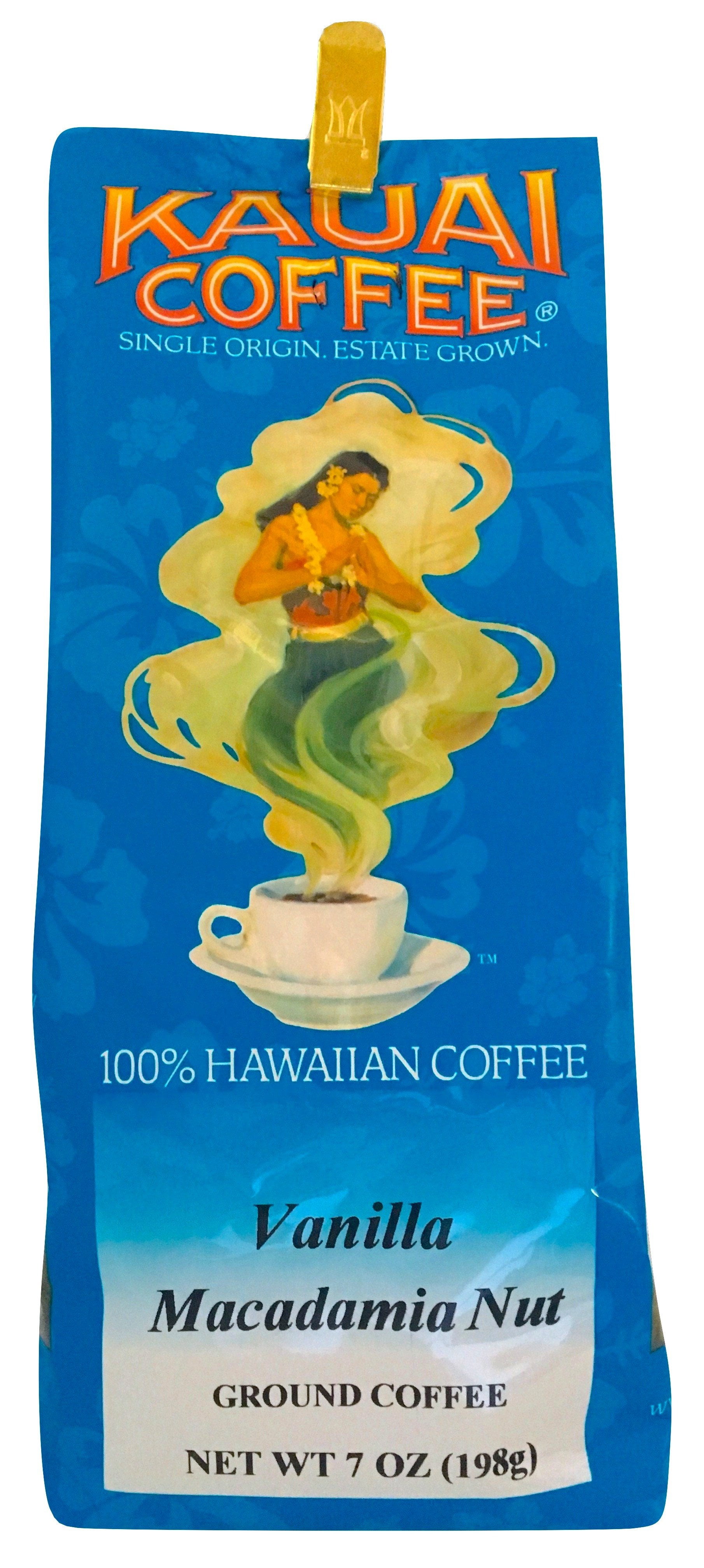 Kauai Coffee Company Vanilla Macadamia Nut Coffee 7 oz. 100% Hawaiian Grown