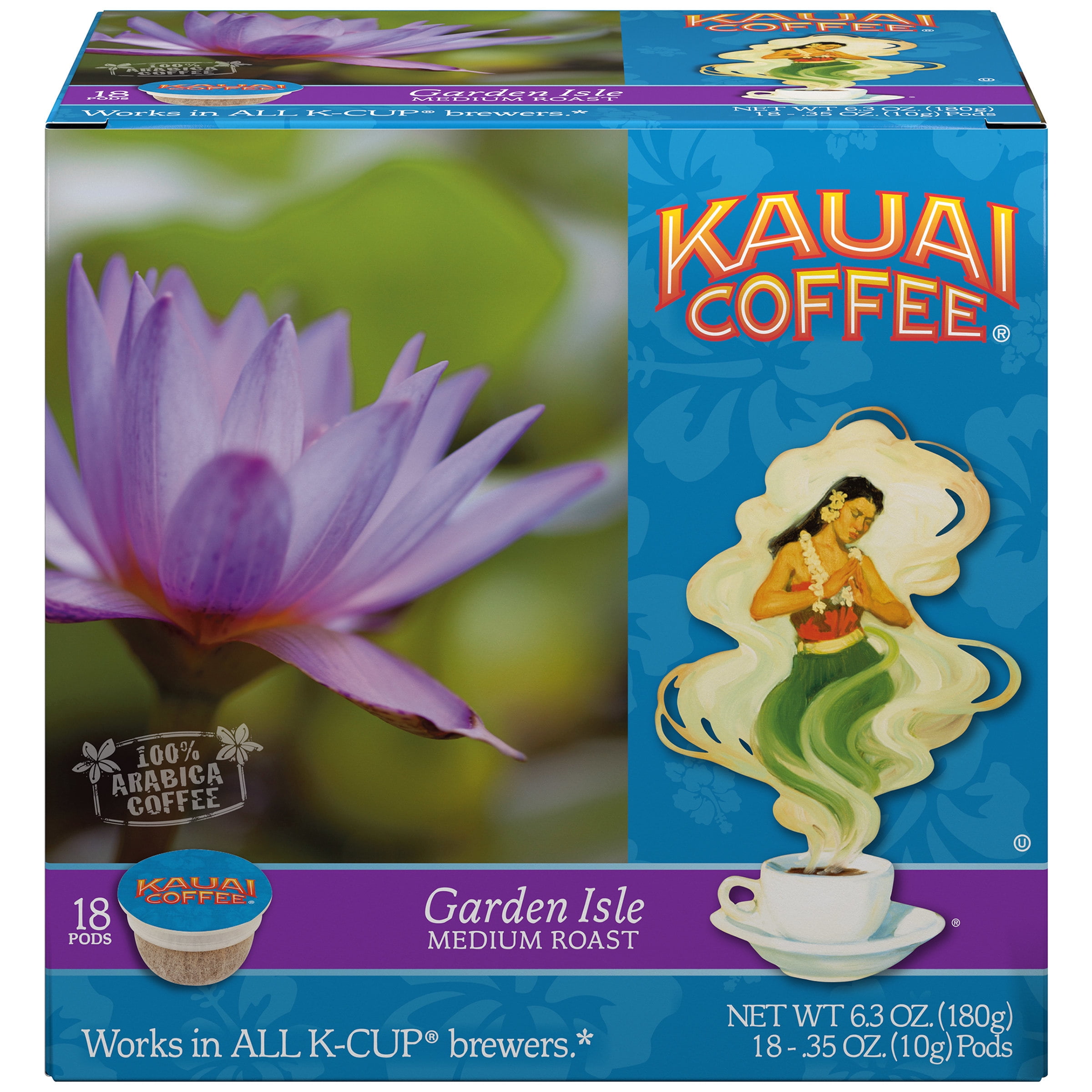 Kauai Coffee® Garden Isle Medium Roast Single Serve Coffee Pods 18 ct Box