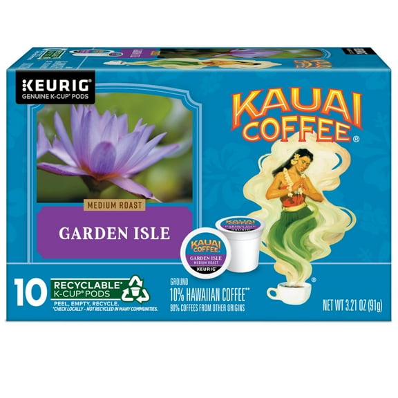 Kauai Coffee® Garden Isle Medium Roast Arabica, Keurig® K-Cup® Pods, Pack of 10