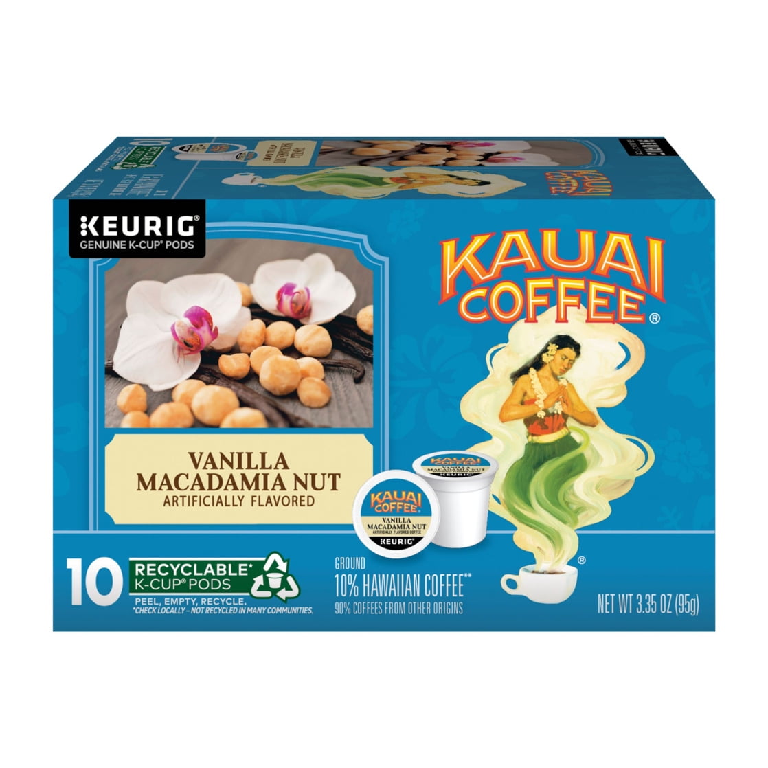 Kauai Coffee Vanilla Macadamia Nut Medium Roast Arabica, Keurig K-Cup Pods, Pack of 10