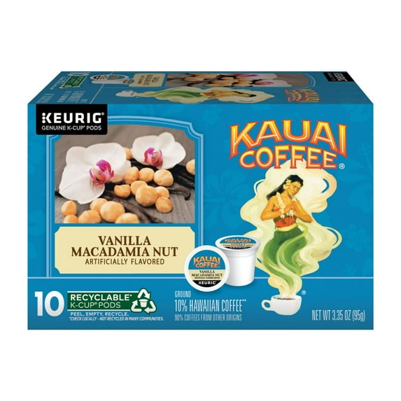 Kauai Coffee® Vanilla Macadamia Nut Medium Roast Arabica, Keurig® K-Cup® Pods, Pack of 10