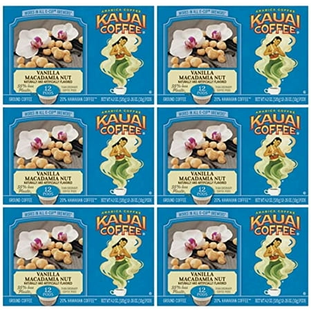 Kauai Coffee Single Serve Cups Pods (Vanilla Macadamia Nut, 72 Count)