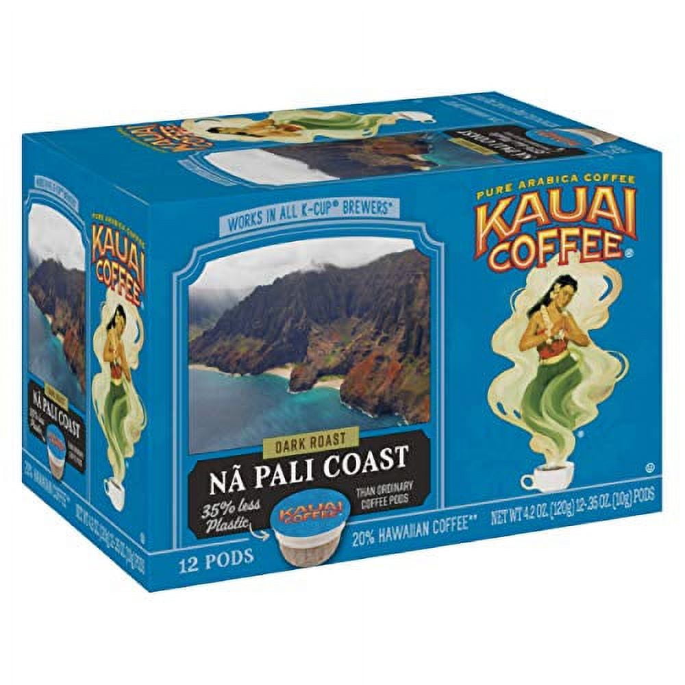 Kauai Coffee SingleServe Pods, Na Pali Coast Dark Roast Arabica Coffee from Hawaiiâ€™s Largest