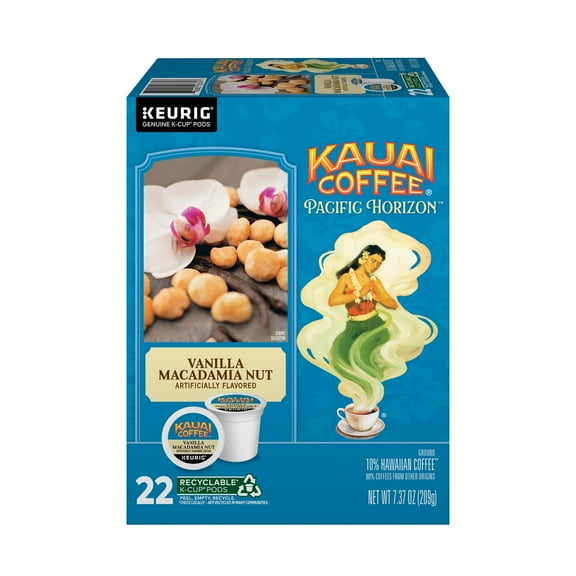 Kauai Coffee Vanilla Macadamia Nut, Medium Roast K-Cup Coffee Pods 22 Ct