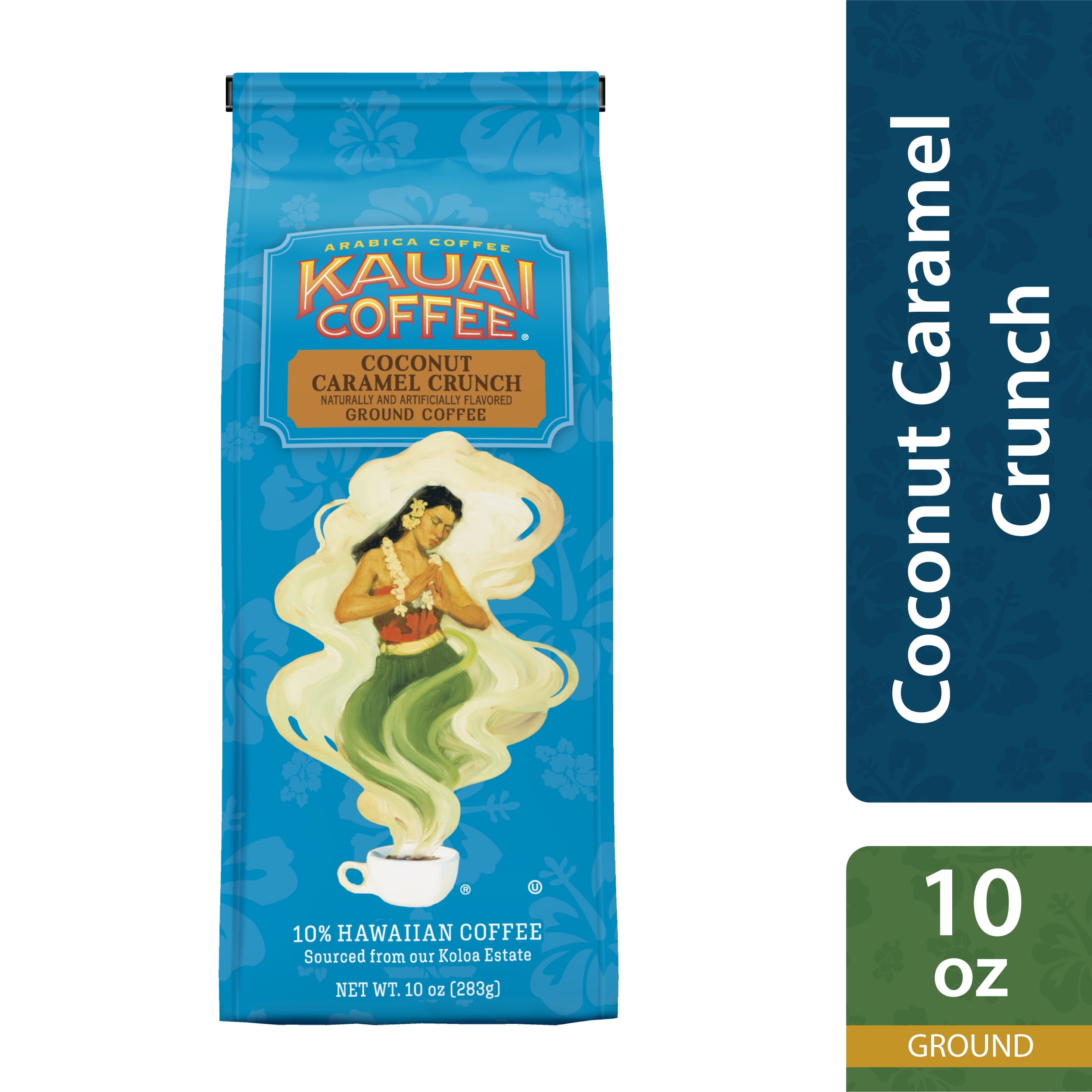 (2 pack) Kauai Ground Coffee, Coconut Caramel Crunch, Medium Roast, 10