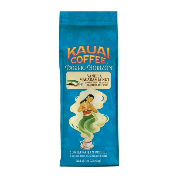 Kauai Coffee® Vanilla Macadamia Nut Medium Roast Arabica, Ground Coffee, Bag 10 oz