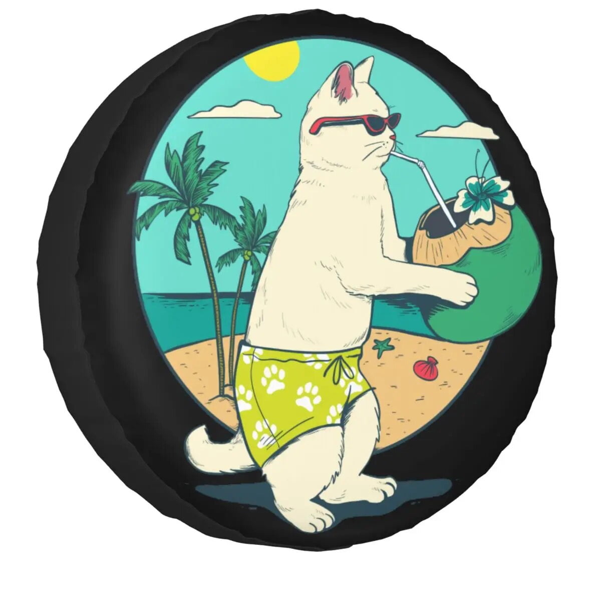 Kauai Hawaii Beach Spare Tire Cover for Jeep Palm Trees Sunset SUV