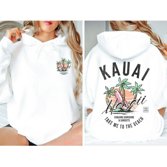 Kauai Hawaii Hoodie – Trendy Beach Vacation Sweatshirt – Aesthetic Tropical Hoodie for Summer Vibes