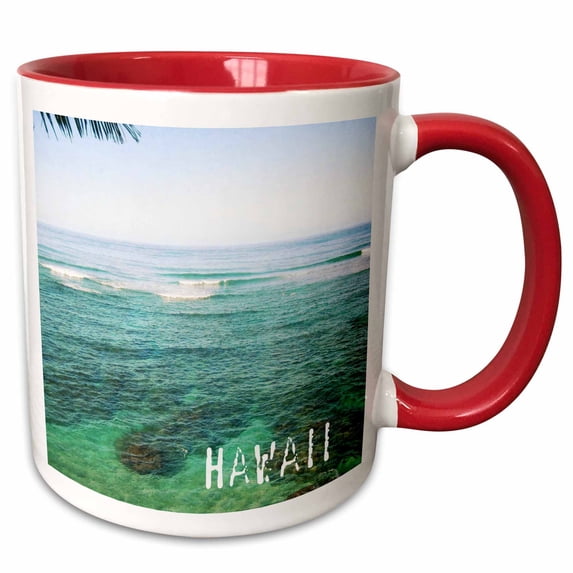 3drose, Kauai Hawaii Ocean and Sky, 11oz Two-tone Red Mug