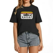 Kauai, Hawaii Tribal Shark Vacation Birthday Gifts Womens T Shirts Black