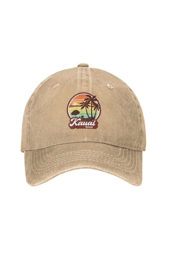 Kauai Hawaii Unisex Adult Washed Denim Cotton Sport Outdoor Baseball Cap Adjustable Cowboy Baseball Hat