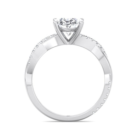 Kauai - Moissanite Oval Cut Lab Diamond Pavé Twist Band Engagement Ring