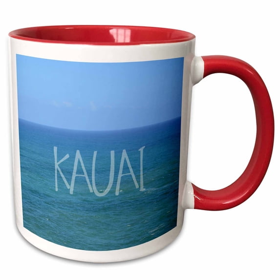3drose, Kauai Ocean, 15oz Two-tone Red Mug