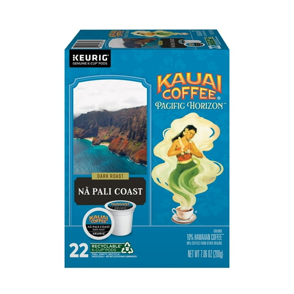 Kauai Coffee Na Pali Coast, Dark Roast K-Cup Coffee Pods, 22 Ct