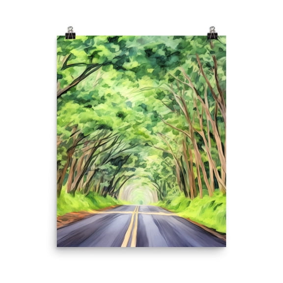 Kauai Tree Tunnel Print, Hawaii Travel Art, Tropical Landscape Poster, Poipu Beach Decor, Hawaiian Wall Art, Island Nature Scene Home Decor #3297, Unframed Poster Size 8x12