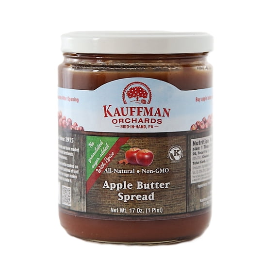 Kauffman Orchards Apple Butter Spread, No Sugar with Spice, 17 oz. Jar Case of 12