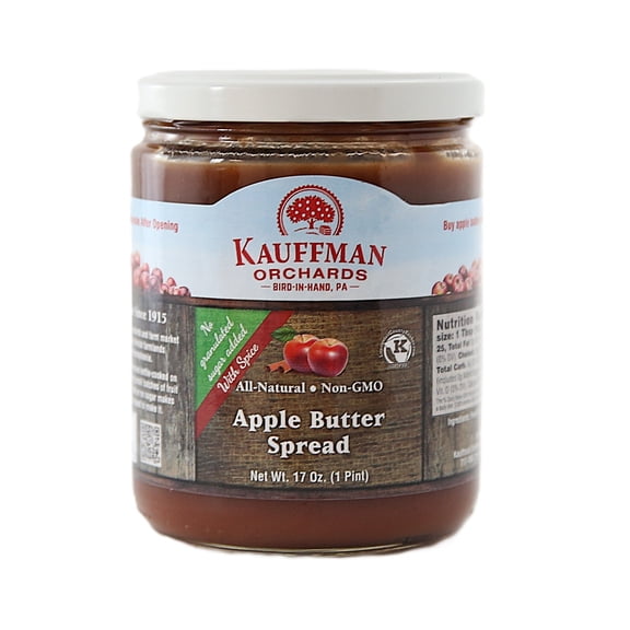 Kauffman Orchards Apple Butter Spread, No Sugar with Spice, 17 oz. Jar Case of 12