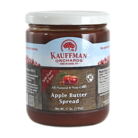 Kauffman Orchards Apple Butter Spread, With Sugar and Spice, 17 oz. Jar Case of 12