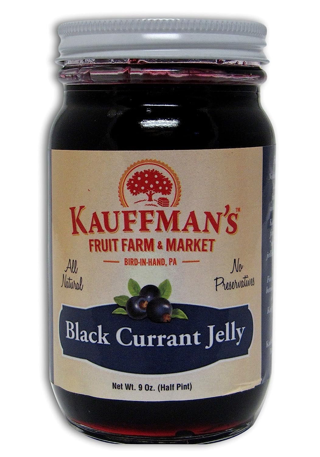 Kauffman Orchards Black Currant Jelly, All Natural, No Preservatives, 9 Oz.