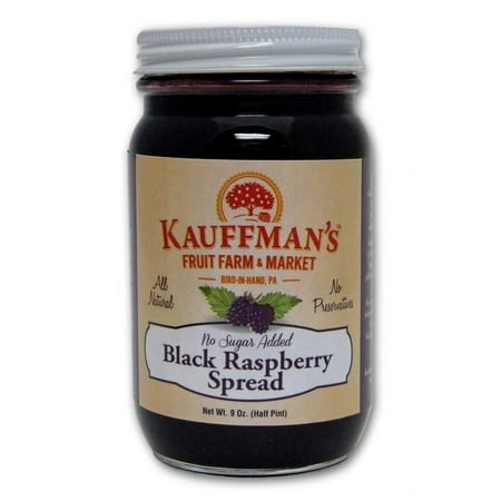 Kauffman Orchards Black Raspberry Fruit Spread, All Natural, No Granulated Sugar Added, 9 Oz. Pack of 2