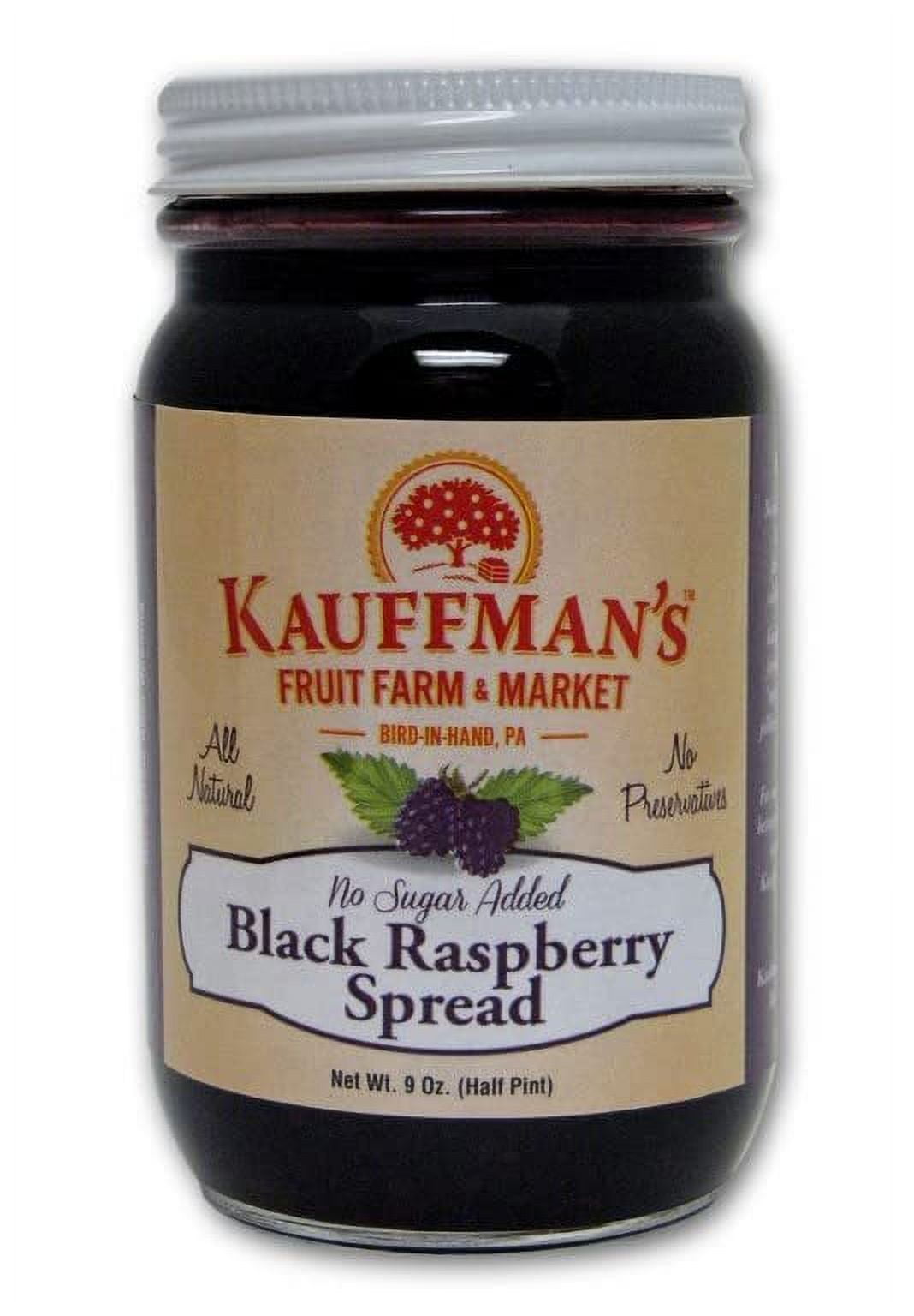 Kauffman Orchards Black Raspberry Fruit Spread, All Natural, No Granulated Sugar Added, 9 Oz. Pack of 6