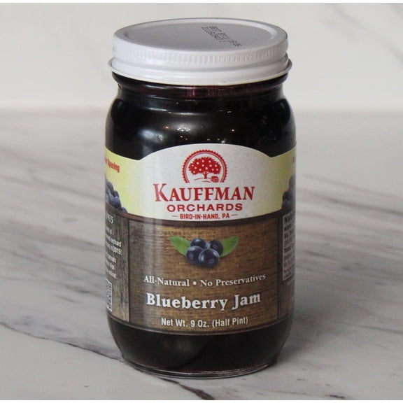 Kauffman Orchards Blueberry Jam, All Natural, No Preservatives, 9 Oz. Pack of 2