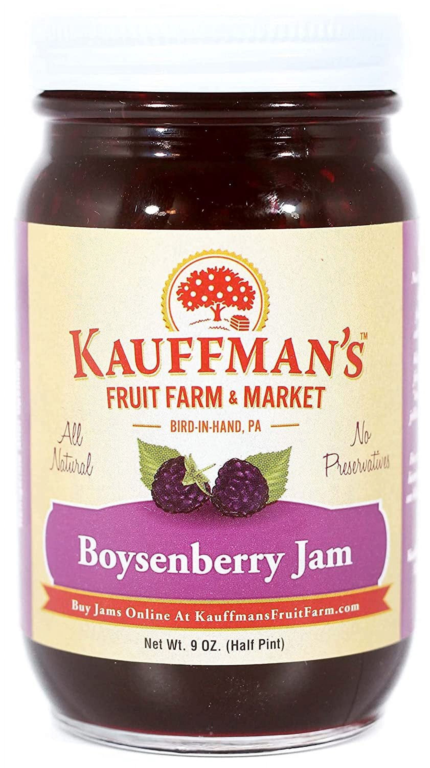 Kauffman Orchards Boysenberry Jam, All Natural, No Preservatives, 9 Oz. Pack of 2