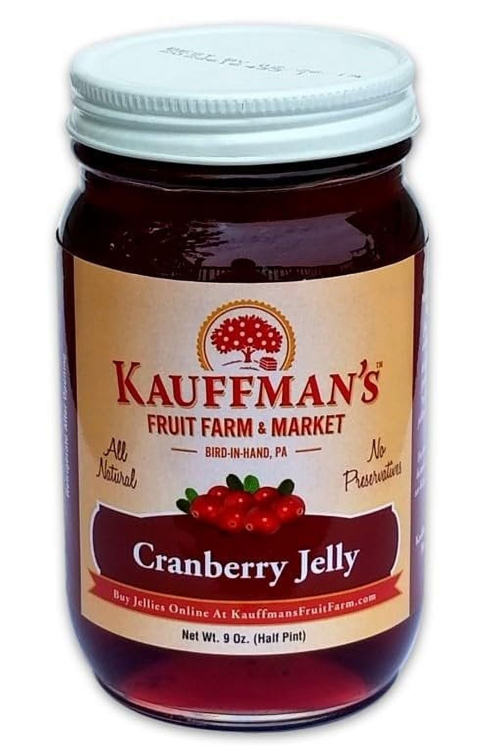 Kauffman Orchards Cranberry Jelly, All Natural, No Preservatives, 9 Oz. Case of 12