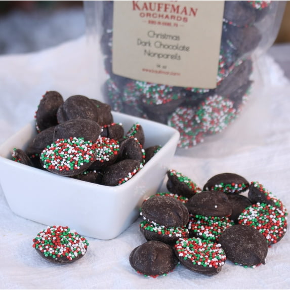 Kauffman Orchards Dark Chocolate Nonpareils Christmas Candy, 14 Ounce Bag Pack of 3
