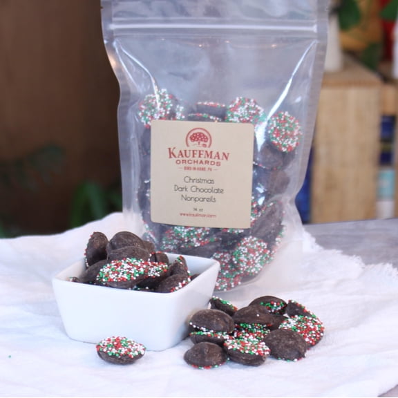 Kauffman Orchards Dark Chocolate Nonpareils Christmas Candy, 14 Ounce Bag
