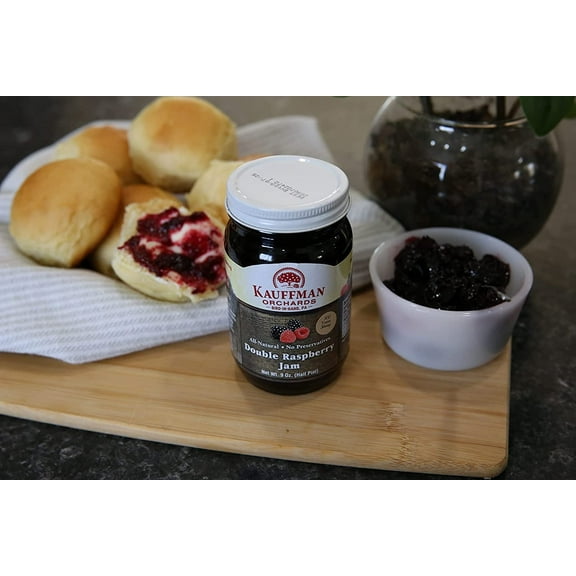 Kauffman Orchards Double Raspberry Jam, All Natural, No Preservatives, 9 Oz. Pack of 1