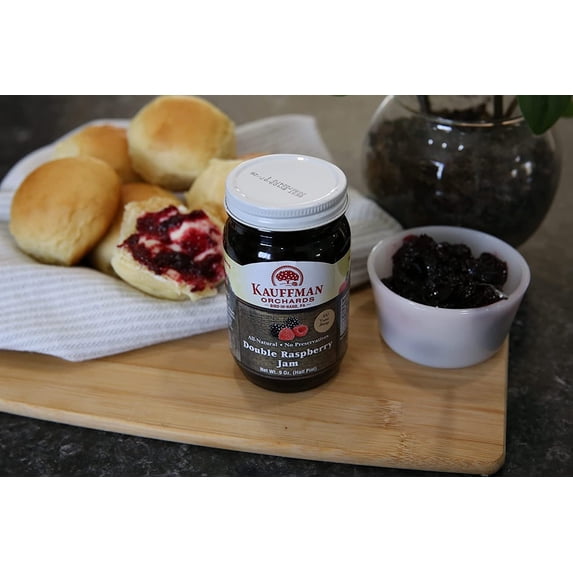 Kauffman Orchards Double Raspberry Jam, All Natural, No Preservatives, 9 Oz. Pack of 2