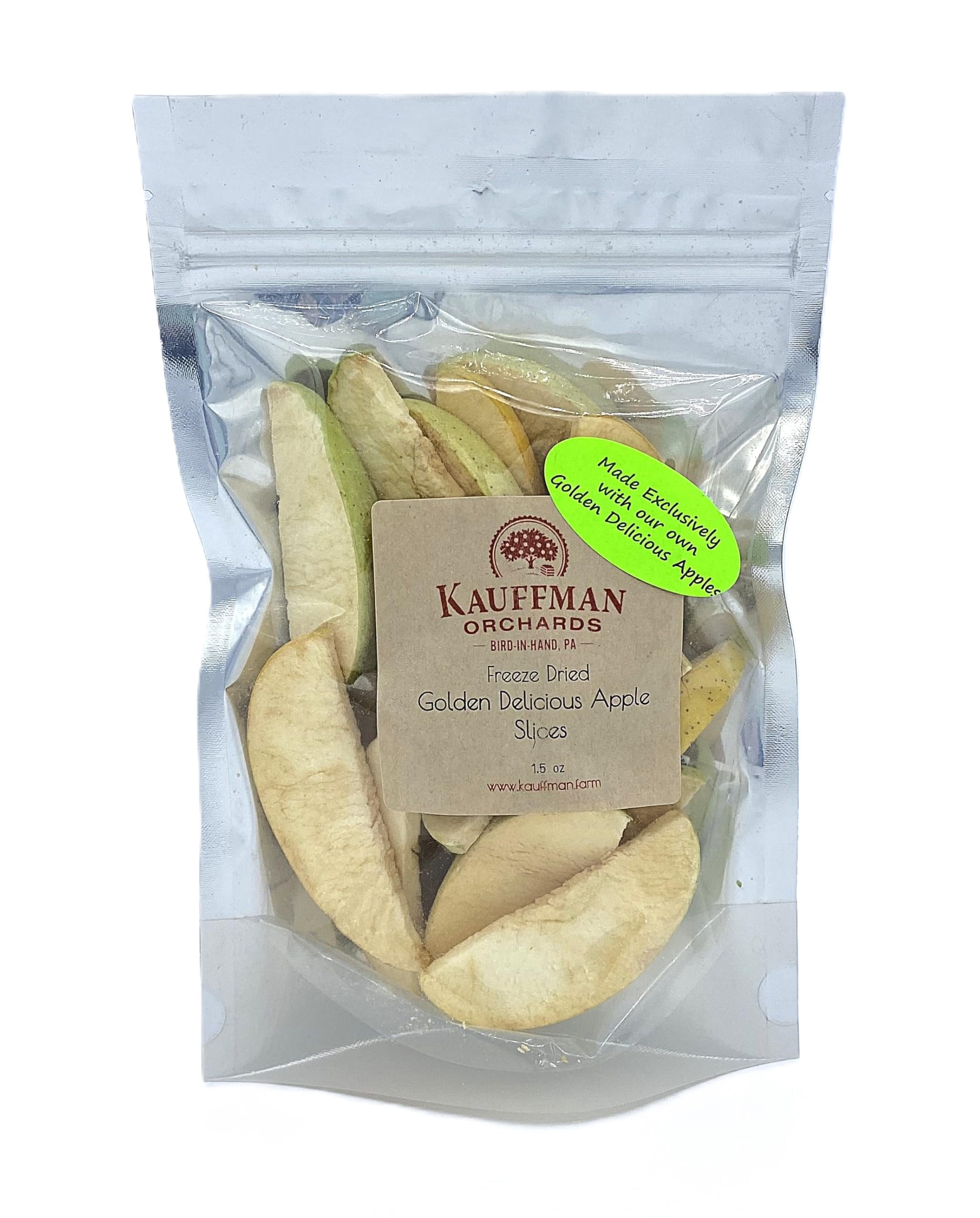 Kauffman Orchards Freeze-Dried Golden Delicious Apple Slices- 1.5 Ounce Pack of 3
