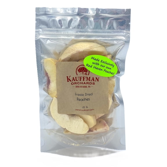 Kauffman Orchards Freeze-Dried Peaches- Nutritious and Delicious Light-Weight Homemade Fruit Snack- .32 Ounce Bag