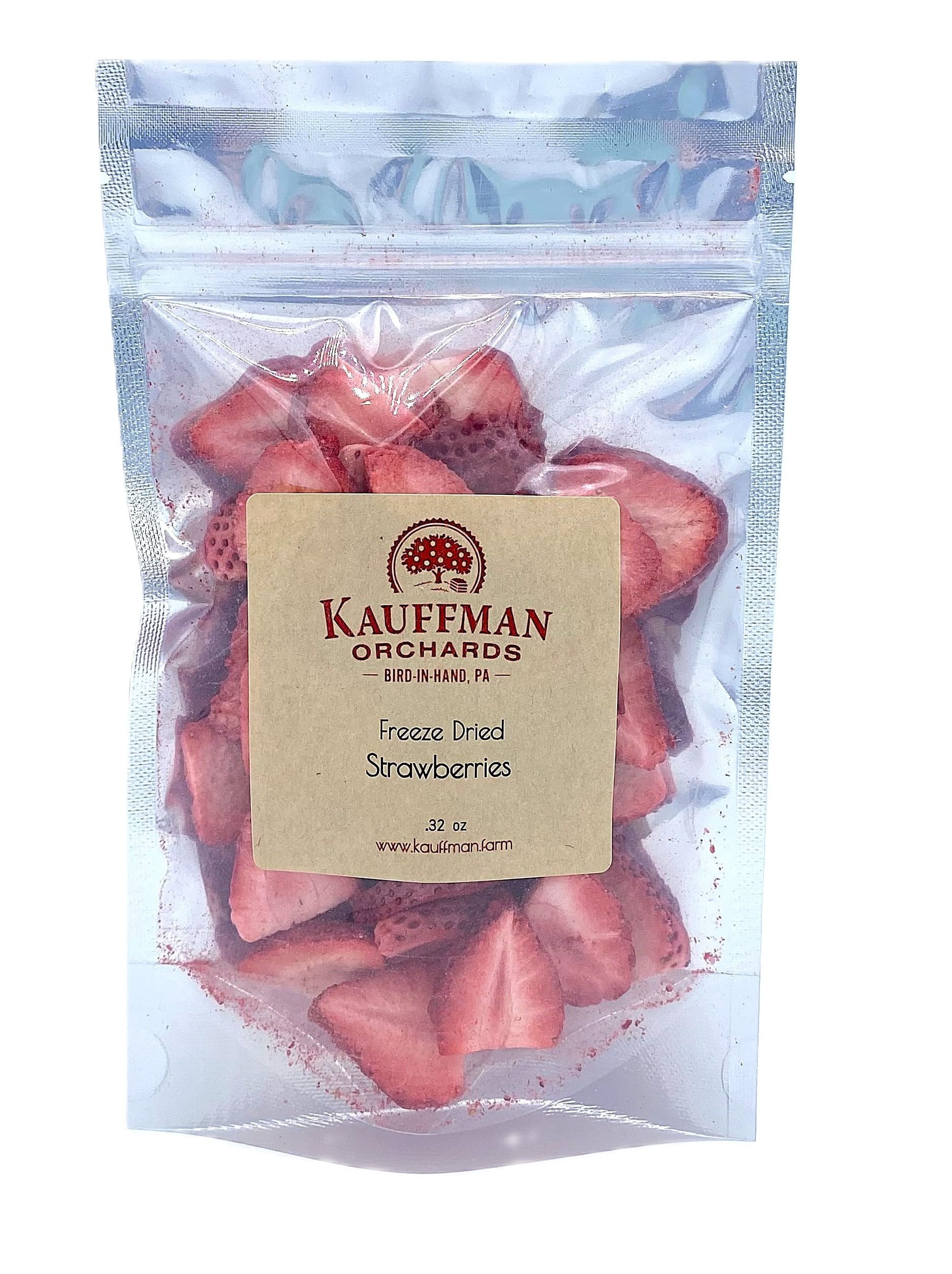 Kauffman Orchards Freeze-Dried Strawberries- .32 Ounce Bag Pack of 3