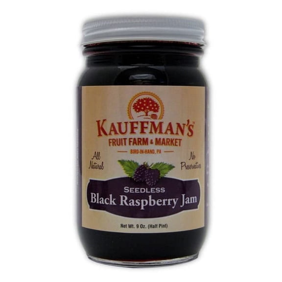 Kauffman Orchards Seedless Black Raspberry Jam, All Natural, No Preservatives, 9 Oz. Pack of 1