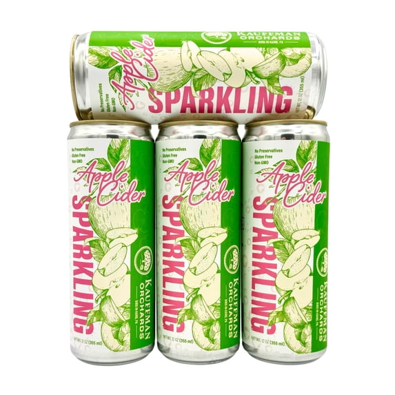 Kauffman Orchards Sparkling Apple Cider, 12 oz. Can Pack of 12