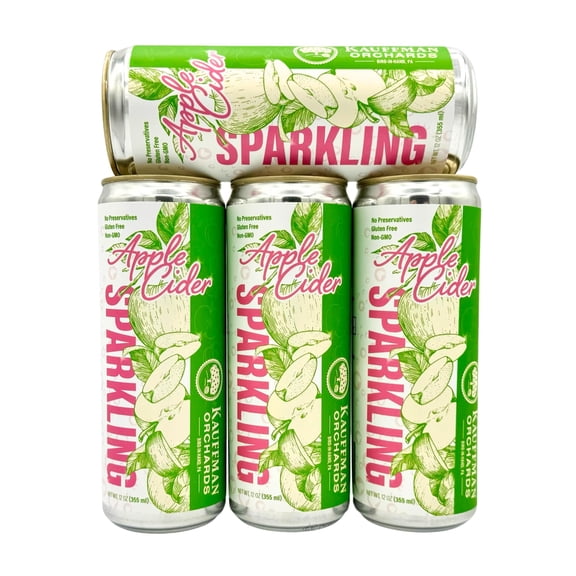Kauffman Orchards Sparkling Apple Cider, 12 oz. Can Pack of 6