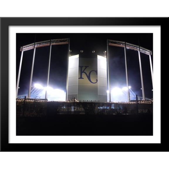 Kauffman Stadium 36x28 Large Black Wood Framed Print Art - Home of the Kansas City Royals