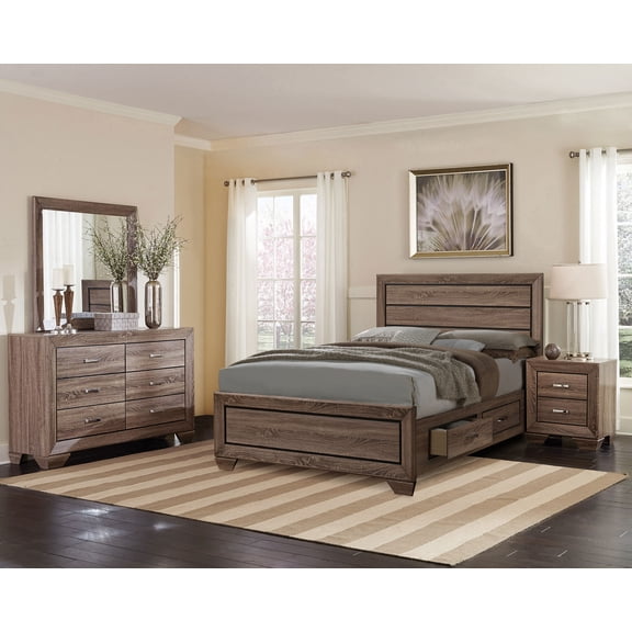 Coaster Kauffman 4-Piece Eastern King Bedroom Set, Washed Taupe