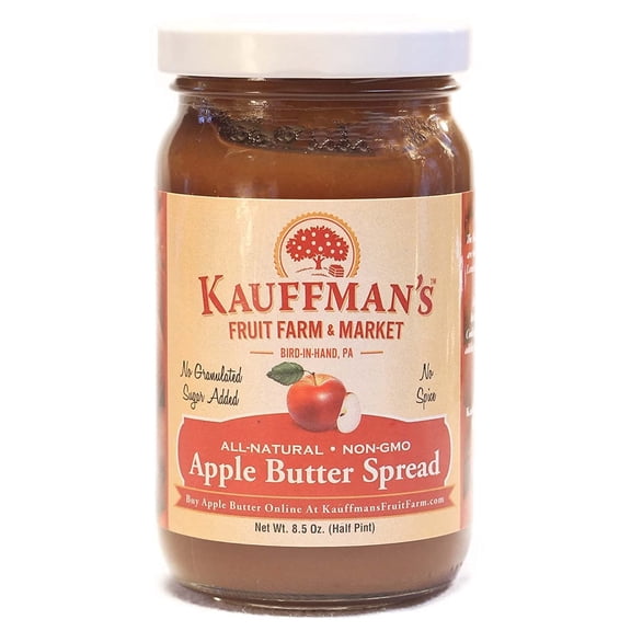 Kauffman's Fruit Farm Homemade Apple Butter Spread, Plain, 8.5 Oz. Pack of 6