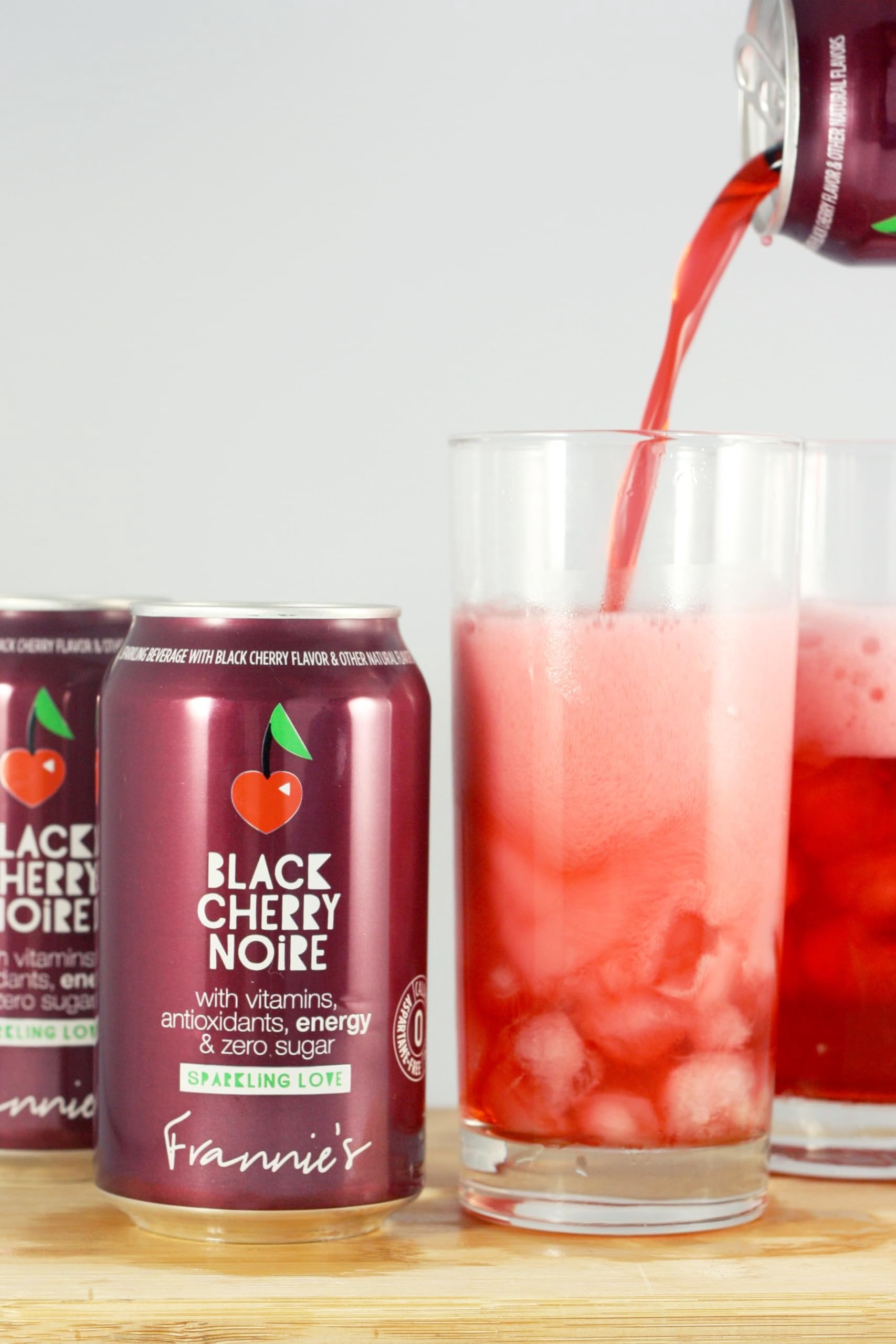 KauffmanTreats Frannie Sparkling Beverage- Zero Calories & Sugar, Aspertame Free: 24-Ct Case 12 Oz. Cans Black Cherry Noire