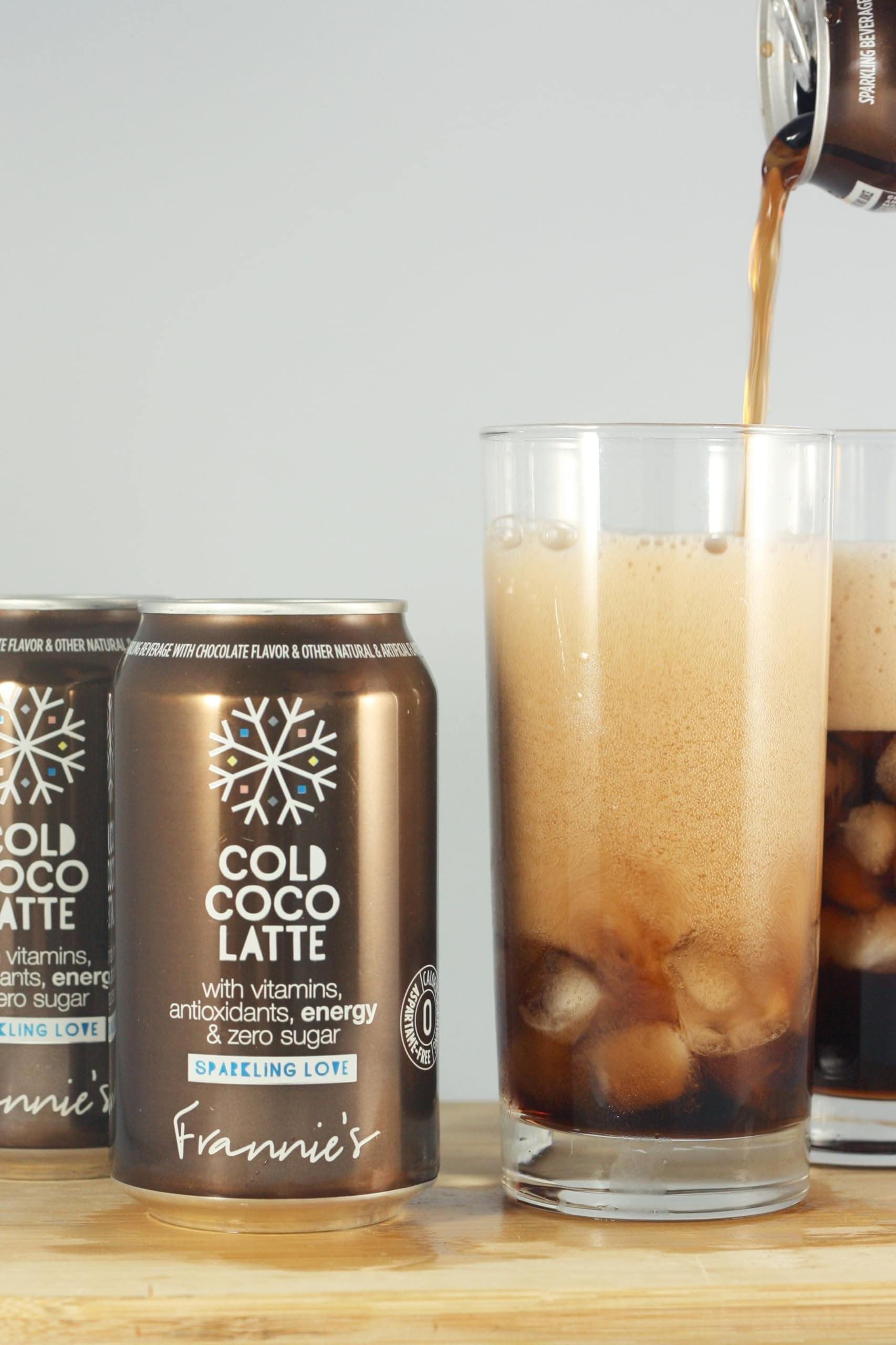 KauffmanTreats Frannie Sparkling Beverage- Zero Calories & Sugar, Aspertame Free: 24-Ct Case 12 Oz. Cans Cold Coco Latte